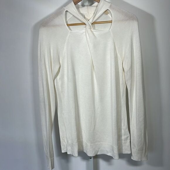 MICHAEL MICHAEL KORS Women’s Twist Neck Lightweight Sweater Cream Size Large - Picture 3 of 10
